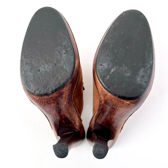 GUCCI | Brown Suede Horsebit Nailhead High Heel Wood Mule Clogs Platform US 8.5 - Picture 14 of 16